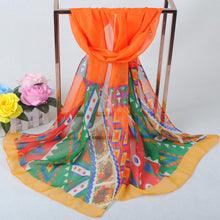 Women Chiffon Scarf Shawl Special Print Contrast Color Soft Smooth Scarf Long Silk Scarves Thin Pashmina Ladies Foulard TIML66 TIML66