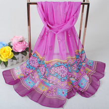 Women Chiffon Scarf Shawl Special Print Contrast Color Soft Smooth Scarf Long Silk Scarves Thin Pashmina Ladies Foulard TIML66 TIML66