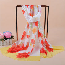 Women Chiffon Scarf Shawl Special Print Contrast Color Soft Smooth Scarf Long Silk Scarves Thin Pashmina Ladies Foulard TIML66 TIML66