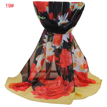 women chiffon scarf shawl special print contrastcolor soft smooth scarf long silk scarves thin pashmina ladies foulard TIML66