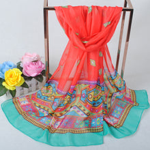 women chiffon scarf shawl special print contrastcolor soft smooth scarf long silk scarves thin pashmina ladies foulard TIML66