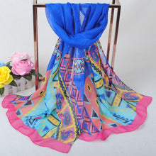 Women Chiffon Scarf Shawl Special Print Contrast Color Soft Smooth Scarf Long Silk Scarves Thin Pashmina Ladies Foulard TIML66 TIML66