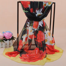 Women Chiffon Scarf Shawl Special Print Contrast Color Soft Smooth Scarf Long Silk Scarves Thin Pashmina Ladies Foulard TIML66 TIML66