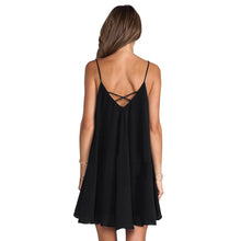 Women Dresses V neck Solid Casual Dress Plus Size Sexy Sleeveless Mini Chiffon Dress Black Office Dress TIML66 TIML66