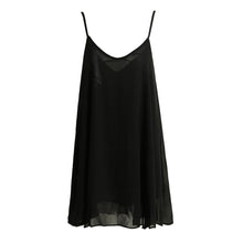 Women Dresses V neck Solid Casual Dress Plus Size Sexy Sleeveless Mini Chiffon Dress Black Office Dress TIML66 TIML66