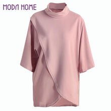 women blouse solid half batwing sleeves irregular hem split mini dress casual loose elegant tops pink party dresses TIML66