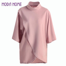 Women Blouse Solid Half Batwing Sleeves Irregular Hem Split Mini Dress Casual Loose Elegant Tops Pink Party Dresses TIML66 TIML66