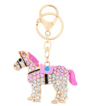 charms pendant jewelry rhinestone horse charms keychain keyring crystal purse bag key chain for women TIML66