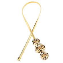 chic women metal belt rose clasp front stretch waist strap elastic waistband gold silver TIML66