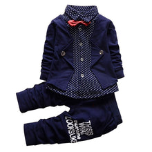 childrens clothing sets baby boy gentleman bow tie fake t-shirts coat pants 2pcs suits kids tracksuit set TIML66