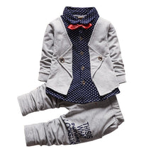 childrens clothing sets baby boy gentleman bow tie fake t-shirts coat pants 2pcs suits kids tracksuit set TIML66