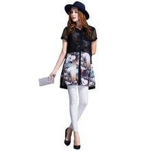 Clearance Chiffon Women Blouse Floral Print Short Sleeve Elegant Shirt Long Women Tops Black Plus Size women clothing TIML66 TIML66