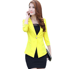 clearance women slim coat candycolor three quarter sleeve suit one button thin coat suit jacket ol work wear TIML66