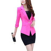 clearance women slim coat candycolor three quarter sleeve suit one button thin coat suit jacket ol work wear TIML66