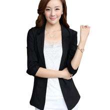 clearance women slim coat candycolor three quarter sleeve suit one button thin coat suit jacket ol work wear TIML66