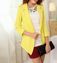 clearance women slim coat candycolor three quarter sleeve suit one button thin coat suit jacket ol work wear TIML66