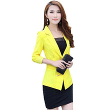 clearance women slim coat candycolor three quarter sleeve suit one button thin coat suit jacket ol work wear TIML66