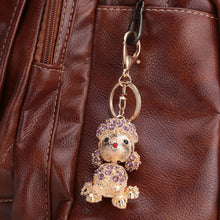 crystal rhinestone lucky pendant key ring 18k gold electroplated animal puppy key chain keychain purse handbag charm decoration TIML66