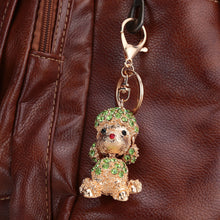crystal rhinestone lucky pendant key ring 18k gold electroplated animal puppy key chain keychain purse handbag charm decoration TIML66