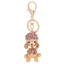 crystal rhinestone lucky pendant key ring 18k gold electroplated animal puppy key chain keychain purse handbag charm decoration TIML66