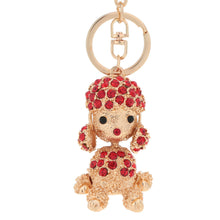 crystal rhinestone lucky pendant key ring 18k gold electroplated animal puppy key chain keychain purse handbag charm decoration TIML66