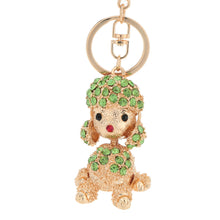 crystal rhinestone lucky pendant key ring 18k gold electroplated animal puppy key chain keychain purse handbag charm decoration TIML66