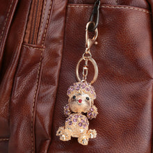 Crystal Rhinestone Lucky Pendant Key Ring Gold Electroplated Animal Puppy Key Chain Keychain Purse Handbag Charm Decoration TIML66 TIML66