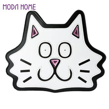Cute Women Shoulder Bag Cat Shape Zipper Metal Chain Strap Casual Crossbody Bag PU Leather Small Bag White TIML66 TIML66