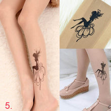 cute women sexy transparent silk stocking tattoo pantyhose woman leggings TIML66