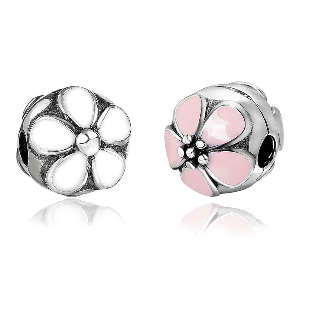Daisy Enameled Clip Bead S925 Sterling Silver Jewelry Charms Beads for 3mm BraceletBangle DIY Beads for Jewelry Making TIML66 TIML66