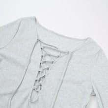 elegant jumpsuit sexy women lace up bodysuit rompers tie front long sleeve stretch slim playsuit salopette ol overalls grey TIML66