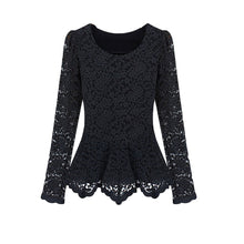 Elegant Women Lace Blouse Long Sleeve Peplum Slim Basic Shirt Tops blusa de renda ladies office shirt clothing Beige TIML66 TIML66