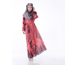 Elegant Women's Kaftan Abaya Jilbab Islamic Muslim Floral Chiffon Long Sleeve Maxi Dress PY3 TIML66