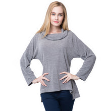european women casual t-shirts high roll neck side zipper irregular hem t-shirts loose tees women tops knitted pullover TIML66