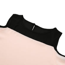 fall women chiffon blousecolor block cold shoulder long sleeve casual loose shirt top femme pink roupas feminina TIML66