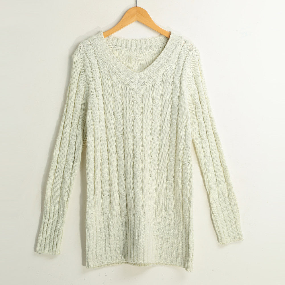 fall women sweaters and pullovers ol knitted sweater solid ribbed v neck long sleeve casual longline jumper sweater mujer TIML66