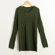 fall women sweaters and pullovers ol knitted sweater solid ribbed v neck long sleeve casual longline jumper sweater mujer TIML66