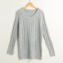 fall women sweaters and pullovers ol knitted sweater solid ribbed v neck long sleeve casual longline jumper sweater mujer TIML66