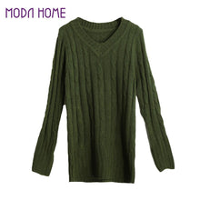 fall women sweaters and pullovers ol knitted sweater solid ribbed v neck long sleeve casual longline jumper sweater mujer TIML66