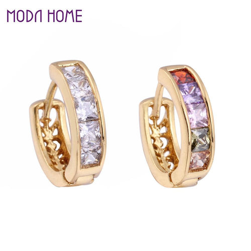18K Real Gold Plated Cupid Love Heart Hollow Hoop Earrings Design Colorful White Earrings Women Jewelry TIML66 TIML66