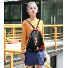 3 Women Backpack Set PU Leather Leaf Applique Schoolbag for Teenagers Girls Student Travel Bag Black Mochilas Escolares TIML66 TIML66