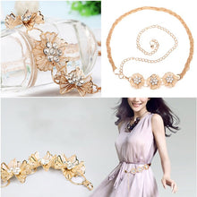 All-match Sweet Metal 3 and 5 Flowers Skirt Decorated Belly Chains Body Jewelry Chain TIML66