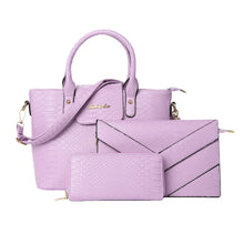 Women 3Pcs Purses And Handbag Set PU Leather Snakeskin Designer Tote Clutch Bag Retro Ladies Bolsas TIML66 TIML66