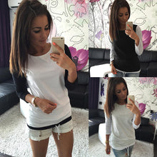Casual T-shirt Women Color Block Drawstring Design Round Neck Long Sleeve Plus Size T Shirt Women Tops Blusa TIML66 TIML66