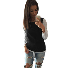 Casual T-shirt Women Color Block Drawstring Design Round Neck Long Sleeve Plus Size T Shirt Women Tops Blusa TIML66 TIML66