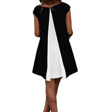 Chiffon Women Dress Splicing O Neck Sleeveless Mini Party Dress Partial Lined Beach Dress WhiteBlueYellow TIML66 TIML66