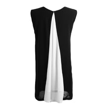 chiffon women dress splicing o neck sleeveless mini party dress partial lined beach dress white blue yellow TIML66