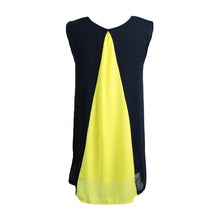 Chiffon Women Dress Splicing O Neck Sleeveless Mini Party Dress Partial Lined Beach Dress WhiteBlueYellow TIML66 TIML66