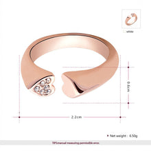 crystal heart rings roxi women wedding engagement love sweet jewelry rings rose gold plated smooth opening rings TIML66