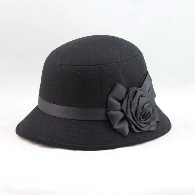 elegant women ladies fedora cloche flower rose bucket hat headwear gray TIML66